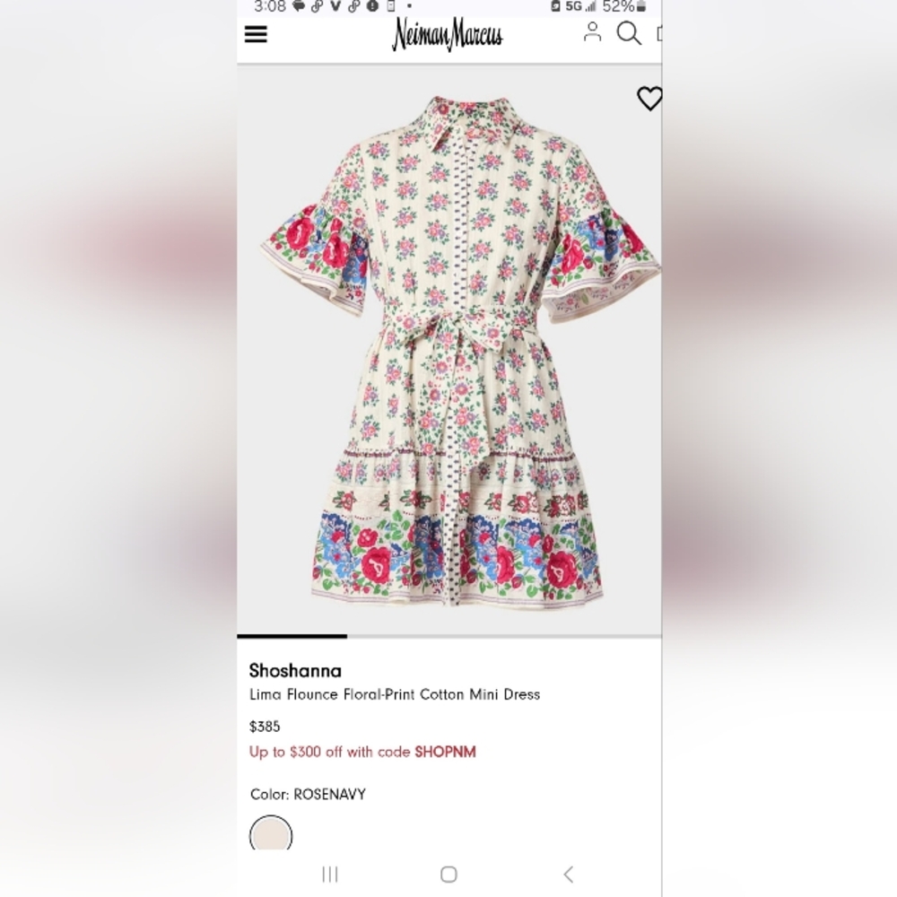 Shoshanna Vibrant Floral Puff Sleeve Mini Dress.Pit To Pit 18" - Picture 10 of 10